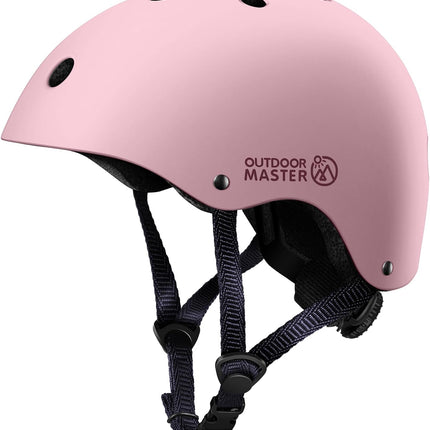 OutdoorMaster Youth & Kids Bike Helmet - Adjustable Multi-Sports Skateboard Helmet with Removable Liners for Balance Bike, Toddler Scooter, One Wheel Hoverboard-Light Pink-Small