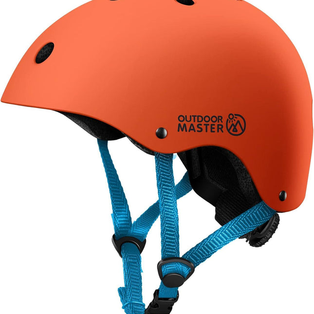 OutdoorMaster Youth & Kids Bike Helmet - Adjustable Multi-Sports Skateboard Helmet with Removable Liners for Balance Bike, Toddler Scooter, One Wheel Hoverboard-Orange-Large.