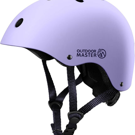 OutdoorMaster Youth & Kids Bike Helmet - Adjustable Multi-Sports Skateboard Helmet with Removable Liners for Balance Bike, Toddler Scooter, One Wheel Hoverboard-Taro purple-Large.