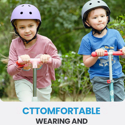 OutdoorMaster Youth & Kids Bike Helmet - Adjustable Multi-Sports Skateboard Helmet with Removable Liners for Balance Bike, Toddler Scooter, One Wheel Hoverboard-Taro purple-Large.