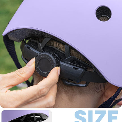 OutdoorMaster Youth & Kids Bike Helmet - Adjustable Multi-Sports Skateboard Helmet with Removable Liners for Balance Bike, Toddler Scooter, One Wheel Hoverboard-Taro purple-Medium.