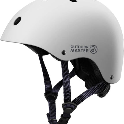 OutdoorMaster Youth & Kids Bike Helmet - Adjustable Multi-Sports Skateboard Helmet with Removable Liners for Balance Bike, Toddler Scooter, One Wheel Hoverboard-White-Small.