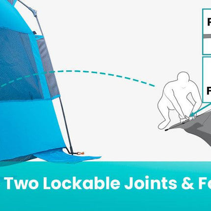 OutdoorMaster Pop Up 3-4 Person Beach Tent X-Large - Easy Setup, Portable Beach Shade Canopy Folding Sun Shelter with UPF 50+ UV Protection Removable Skylight Family Size (Blue).