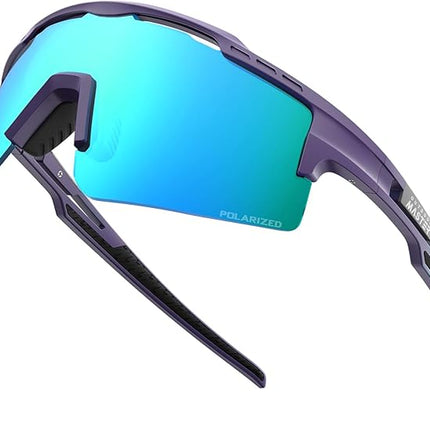 OutdoorMaster Hawk II Polarized Sports Sunglasses for Men Women, TAC 100% UV400 Protection TR90 Frame Cycling Sunglasses, Baseball Running Fishing Golf Glasses-Blue Frame+revo Blue Cat.3,Adult