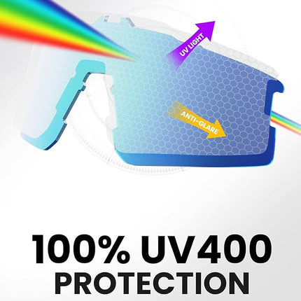 OutdoorMaster Hawk II Polarized Sports Sunglasses for Men Women, TAC 100% UV400 Protection TR90 Frame Cycling Sunglasses, Baseball Running Fishing Golf Glasses-Blue Frame+revo Blue Cat.3,Adult.