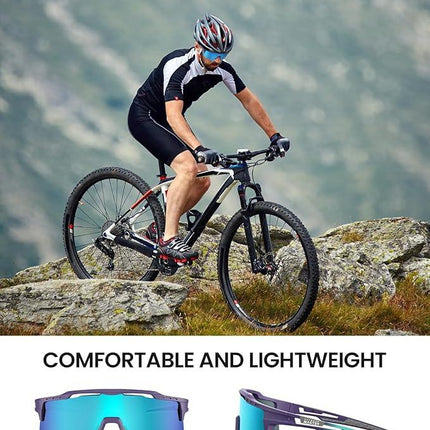 OutdoorMaster Hawk II Polarized Sports Sunglasses for Men Women, TAC 100% UV400 Protection TR90 Frame Cycling Sunglasses, Baseball Running Fishing Golf Glasses-Blue Frame+revo Blue Cat.3,Adult.