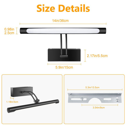 Hardwired Picture Light for Wall Black,14 inch Night Light LED Wall Sconces for Pictures,Dart Board Lights Wall Lights for Dartboard Mirror Frame Gallery.