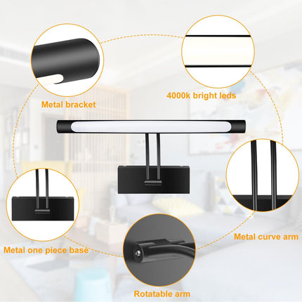 Hardwired Picture Light for Wall Black,14 inch Night Light LED Wall Sconces for Pictures,Dart Board Lights Wall Lights for Dartboard Mirror Frame Gallery.