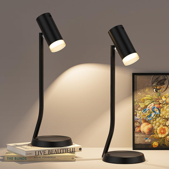 Cordless Table Lamps, Battery Operated Portable Table Light with Magnetic Adjustable Angle Head, 5000mAh Rechargeable Lamp with CCT Dimming for Patio Party Restaurant Dining Home 2 Packs.