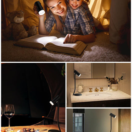 Cordless Table Lamps, Battery Operated Portable Table Light with Magnetic Adjustable Angle Head, 5000mAh Rechargeable Lamp with CCT Dimming for Patio Party Restaurant Dining Home 2 Packs.
