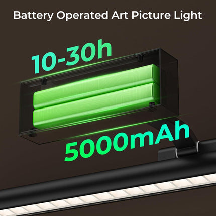 Wireless Picture Lights for Wall, Battery Operated Wall Light for Painting Rechargeable CCT Rotatable Art Gallery Light with Remote Dimmable Timer for Artwork Frame Display Dartboard (Black, 16inch).