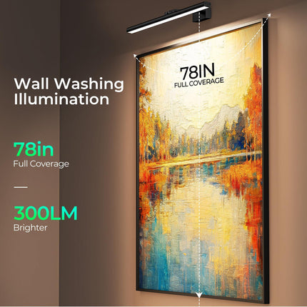 Wireless Picture Lights for Wall, Battery Operated Wall Light for Painting Rechargeable CCT Rotatable Art Gallery Light with Remote Dimmable Timer for Artwork Frame Display Dartboard (Black, 24inch).