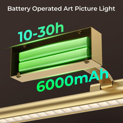 Wireless Picture Lights for Wall, Battery Operated Wall Light for Painting Rechargeable CCT Rotatable Art Gallery Light with Remote Dimmable Timer for Artwork Frame Display Dartboard (Gold, 24inch).