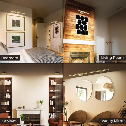 Wireless Picture Lights for Wall, Battery Operated Wall Light for Painting Rechargeable CCT Rotatable Art Gallery Light with Remote Dimmable Timer for Artwork Frame Display Dartboard (Gold, 24inch).