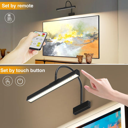 Picture Frame Light with Remote, Wireless 16 Inch Black Art Light, Battery Operated Picture Light with 3 CCT, Dimmable and Timer Wall Picture Lights for Painting, Wall, Gallery, Artwork, Frame.