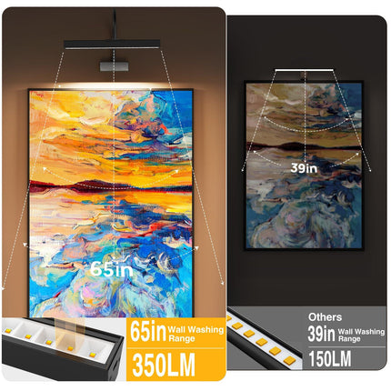 Picture Frame Light with Remote, Wireless 16 Inch Black Art Light, Battery Operated Picture Light with 3 CCT, Dimmable and Timer Wall Picture Lights for Painting, Wall, Gallery, Artwork, Frame.