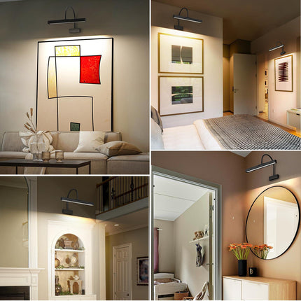 Picture Frame Light with Remote, Wireless 16 Inch Black Art Light, Battery Operated Picture Light with 3 CCT, Dimmable and Timer Wall Picture Lights for Painting, Wall, Gallery, Artwork, Frame.