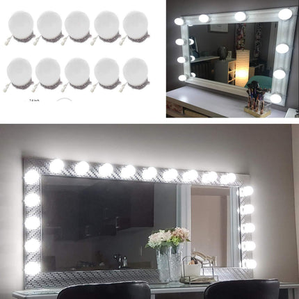 Hollywood Super Star Style Makeup Mirror Vanity LED Light Bulbs Kit for Dressing Table Dimmable & Plug in, Linkable and Flexible Strip, Mirror Not Included.