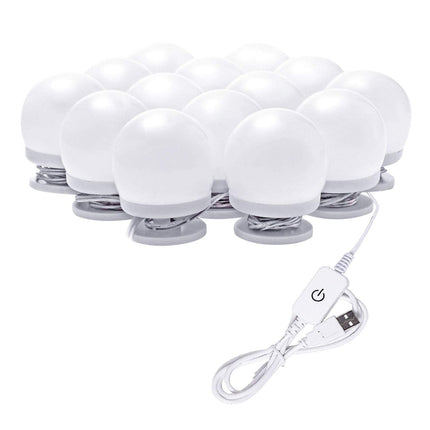 Hollywood LED Vanity Mirror Lights Kit, Dimmable Stick on USB Vanity Lights,Makeup Light Strip for for Bedroom, Dressing Room, Wedding, Party illuminating, CRI>90 (4000K Natural White 14 Bulbs 5V USB).