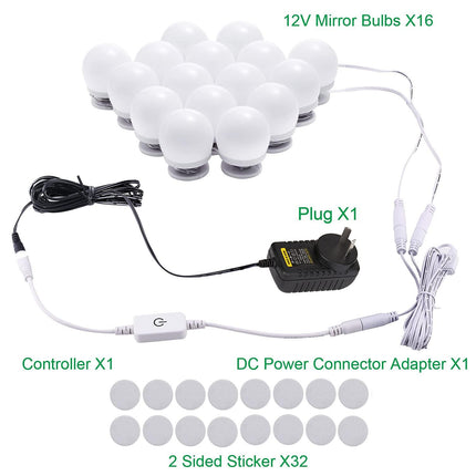 Hollywood Mirror Lights Makeup Vanity Lights, LED Vanity Mirror Lights Kit for Dressing Table, Dimmable and Adapter Plug in, Mirror Not Included (16 Bulbs Natural White).
