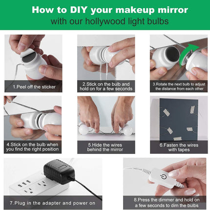 Hollywood Mirror Lights Makeup Vanity Lights, LED Vanity Mirror Lights Kit for Dressing Table, Dimmable and Adapter Plug in, Mirror Not Included (16 Bulbs Natural White).