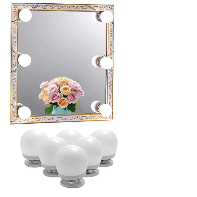 Dimmable Hollywood Style Lighted Vanity Makeup Mirror, LED Vanity Mirror Lights Kit with USB Port for Dressing Table, Mirror Not Included (4000K Natural White 6 Bulbs 5V USB).