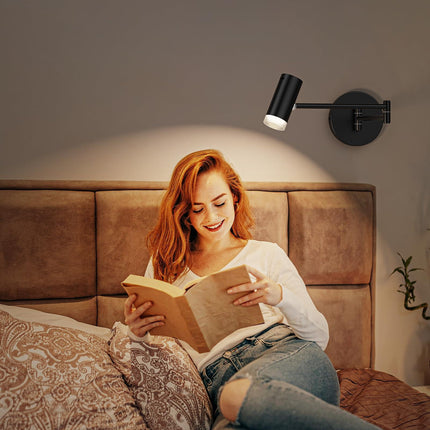 Battery Operated Wall Sconces Set of 2, Swing Arm Wall Lamp with Remote Control, Not Hardwired Led Wall Lamp Fixtures Dimmable Wall Light Decor for Bedroom Reading Living Room.