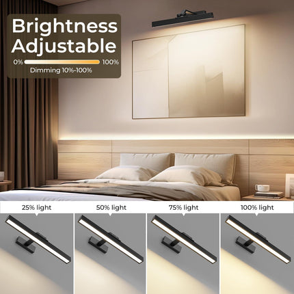 Picture Lights for Wall, Battery Operated Picture Light 16in Gallery Light for Paintings CCT Dimmable Recharging Battery Wall Light with Remote Control for Living Room Dartboard Art Black.
