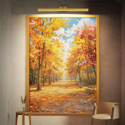 Wall Picture Light, 24in Battery-Powered Gallery Light for Artwork, CCT Dimmable Rechargeable Battery Wall Lamp with Remote Control for Living Room, Gallery, and Dartboard (Gold).