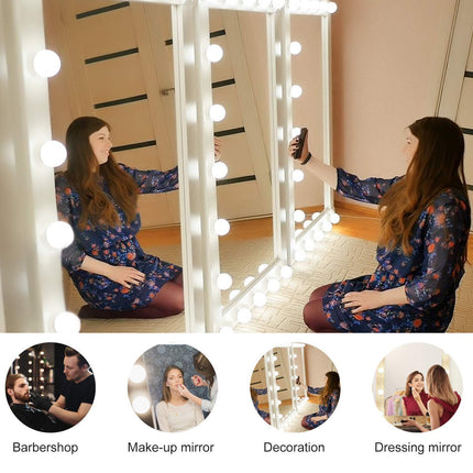 LED Makeup Vanity Lights with 14 Dimmable Light Bulbs, Hollywood Style Cosmetic Mirror Lights, USB Cable, 3 Color Modes for Dressing Room Tabletop Bedroom.