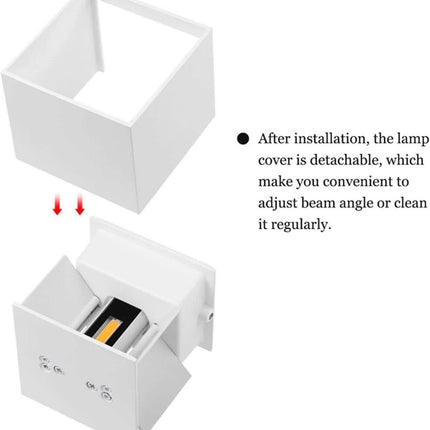 LED Wall Light 12W, Square Shaped LED Wall Lamp with Adjustable Angle Design, Modern Aluminum Wall Sconce Lighting IP65 Waterproof for Indoor Outdoor Lighting Warm White 2700K.