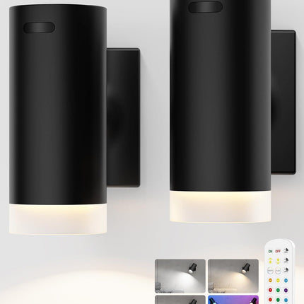 Battery Operated Wall Lights 2 Pack Rechargeable Wall Lights Indoor Touch Dimmable with Remote Control,Magnetic Wall Sconce Lights Battery Black Wireless LED Decor Lighting 3000mAh [Energy Class F].