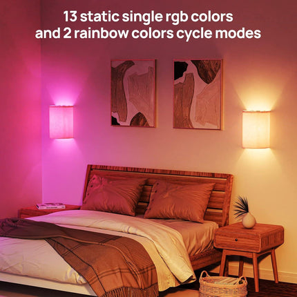 Battery Operated Wall Lights, 2 Pack Boho Decor with Remote Control, RGB Color Rustic Wall Sconces, Fabric Linen Shade Lighting.