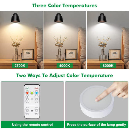 Night Light Wireless Wall Light Indoor LED 2 Pack,Battery Operated Wall Lights Rechargeable Lamp with Remote,Touch Lamp Dimmable Wall Sconces Bedside Lamp for Bedroom Livingroom (Black, 2Pack) [Energy Class E].