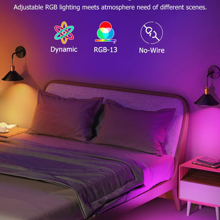 Battery Operated Wall Sconce, Wireless Wall Lights Set of 2, 13 RGB Colors Dimmable Battery Powered Wall Lamp with Remote Memory Function Auto Timer for Bedroom Living Room Hallway.
