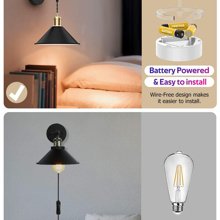 Battery Operated Wall Sconce, Wireless Wall Lights Set of 2, 13 RGB Colors Dimmable Battery Powered Wall Lamp with Remote Memory Function Auto Timer for Bedroom Living Room Hallway.