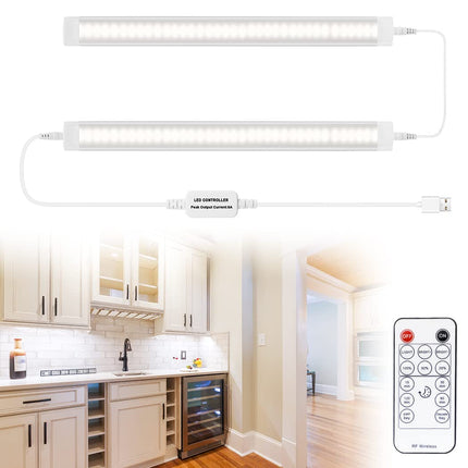 Led Under Cupboard Kitchen Lights, Dimmable Bar Cupboard Lights with Remote Control for Wardrobe,Cupboards, Closets, Display Cabinets（Natural White,2 Pack）.