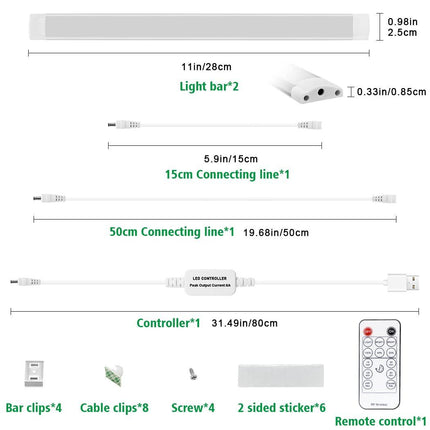 Led Under Cupboard Kitchen Lights, Dimmable Bar Cupboard Lights with Remote Control for Wardrobe,Cupboards, Closets, Display Cabinets（Natural White,2 Pack）.
