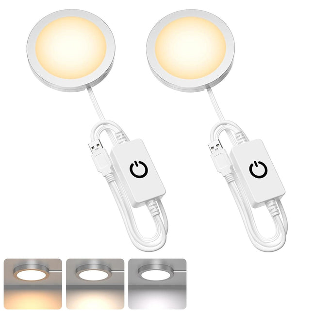 3D Printer LED Lamp Kit 2 Pack,3D Printed DIY Hardware Model Spare Parts 5V USB Powered,Wireless Puck Light Dimmable Touch Control,3 Color Warm (3000K) alanced Mixed (4000K) ol (6500K).