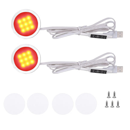 RGB Single LED Kitchen Under Cabinet Puck Light,Color Changing LED Under Cabinet Lights Kit,Aluminum Slim Multi Color Wired Display Cupboard Light for Kitchen 2 PCS.