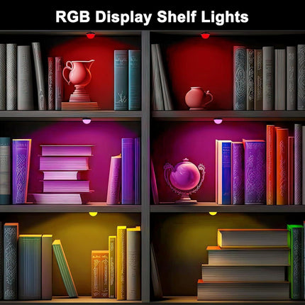 RGB Single LED Kitchen Under Cabinet Puck Light,Color Changing LED Under Cabinet Lights Kit,Aluminum Slim Multi Color Wired Display Cupboard Light for Kitchen 2 PCS.