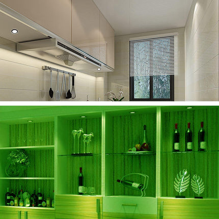 RGB Single LED Kitchen Under Cabinet Puck Light,Color Changing LED Under Cabinet Lights Kit,Aluminum Slim Multi Color Wired Display Cupboard Light for Kitchen 2 PCS.