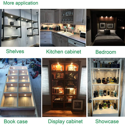 Dimmable LED Under Cabinet Lighting, Counter Showcase Kitchen Lighting Fixtures with 12V Plug in Adapter and Dimmable Wireless Remote Control, 6 Ultra Slim Puck Lights Kit (Daylight White).