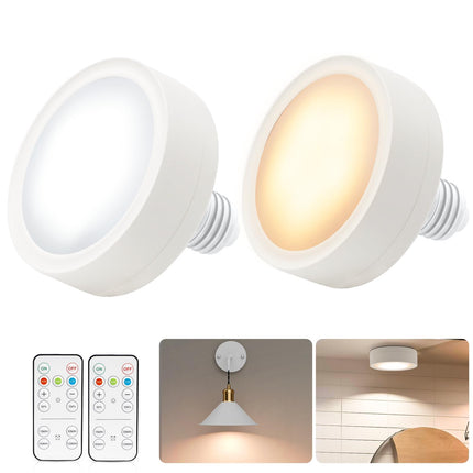 LED Battery Operated Lamps for Indoor Wall Light, E27, Remote Control and Touch Control CCT with E27 and Iron Piece for Living Room, Bedroom, Staircase, Hallway, Wireless Wall Light, Pack of 2.