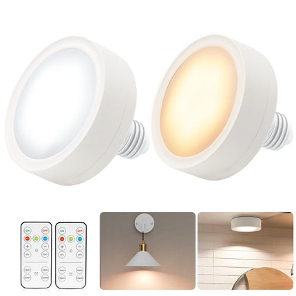 LED Battery Operated Lamps for Indoor Wall Light, E27, Remote Control and Touch Control CCT with E27 and Iron Piece for Living Room, Bedroom, Staircase, Hallway, Wireless Wall Light, Pack of 2.