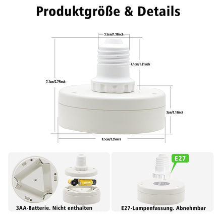 LED Battery Operated Lamps for Indoor Wall Light, E27, Remote Control and Touch Control CCT with E27 and Iron Piece for Living Room, Bedroom, Staircase, Hallway, Wireless Wall Light, Pack of 2.