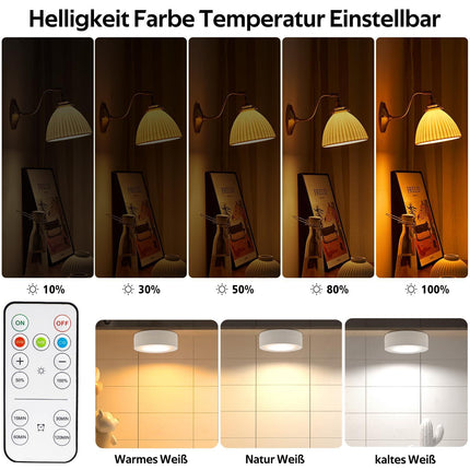 LED Battery Operated Lamps for Indoor Wall Light, E27, Remote Control and Touch Control CCT with E27 and Iron Piece for Living Room, Bedroom, Staircase, Hallway, Wireless Wall Light, Pack of 2.