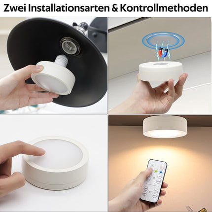 LED Battery Operated Lamps for Indoor Wall Light, E27, Remote Control and Touch Control CCT with E27 and Iron Piece for Living Room, Bedroom, Staircase, Hallway, Wireless Wall Light, Pack of 2.