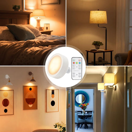 LED Battery Operated Lamps for Indoor Wall Light, E27, Remote Control and Touch Control CCT with E27 and Iron Piece for Living Room, Bedroom, Staircase, Hallway, Wireless Wall Light, Pack of 2.
