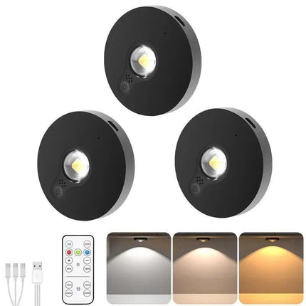 3 Lights LED Rechargeable Slim Cabinet Light, 2cm, Remote Control, Magnetic Mount.